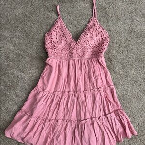Blue Rain Pink Lace Sundress